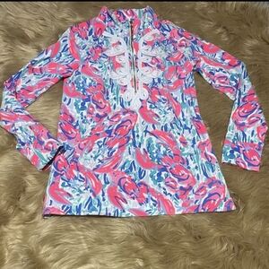 Lilly Pulitzer Skipper Tunic Popover Cosmic Coral Cracked Up
